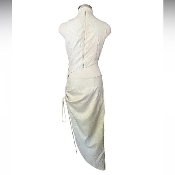 PLT LABEL OFF WHITE DRAPED RUCHED SKIRT MIDAXI DRESS Size 10 NWT - Picture 9 of 13